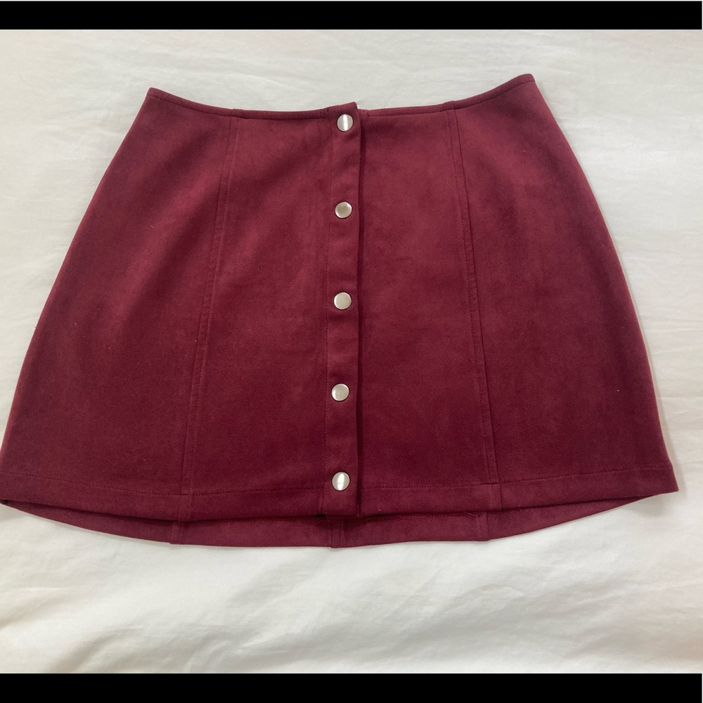 Jack By BB Dakota Burgundy Suede Button Front Mini Skirt - XS